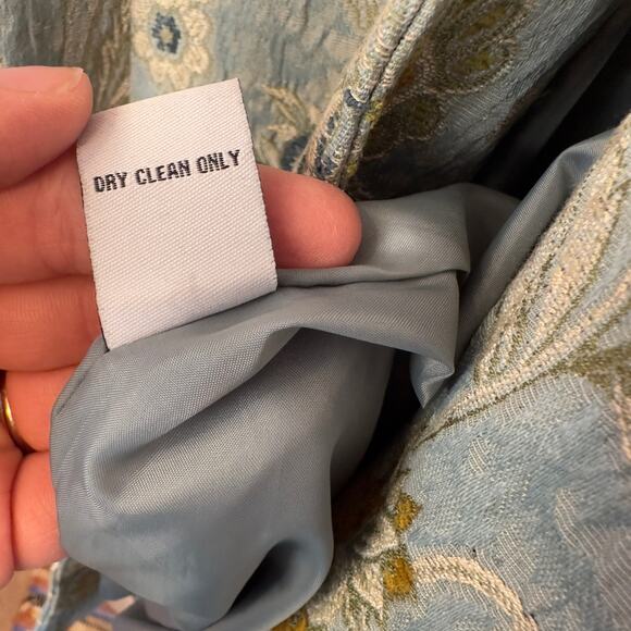 CAbi Guinevere Floral Jacquard Tapestry Longline Belted Coat Size 6 Blue Green - Picture 7 of 9